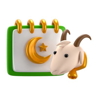 Qurban Goat Calendar 3D Icon 3D Graphic