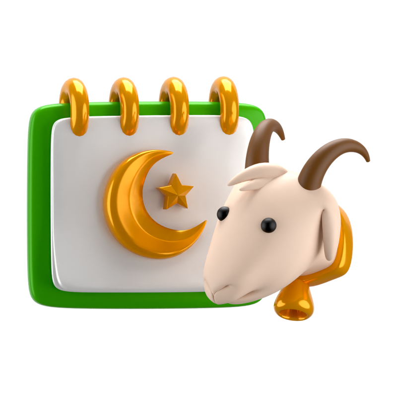 Qurban Goat Calendar 3D Icon 3D Graphic