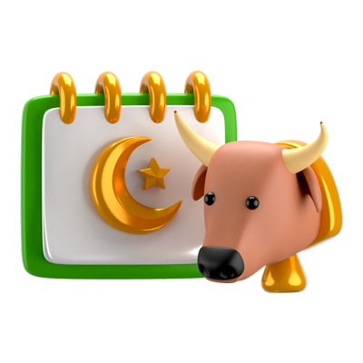 qurban vaca calendario icono 3d 3D Graphic