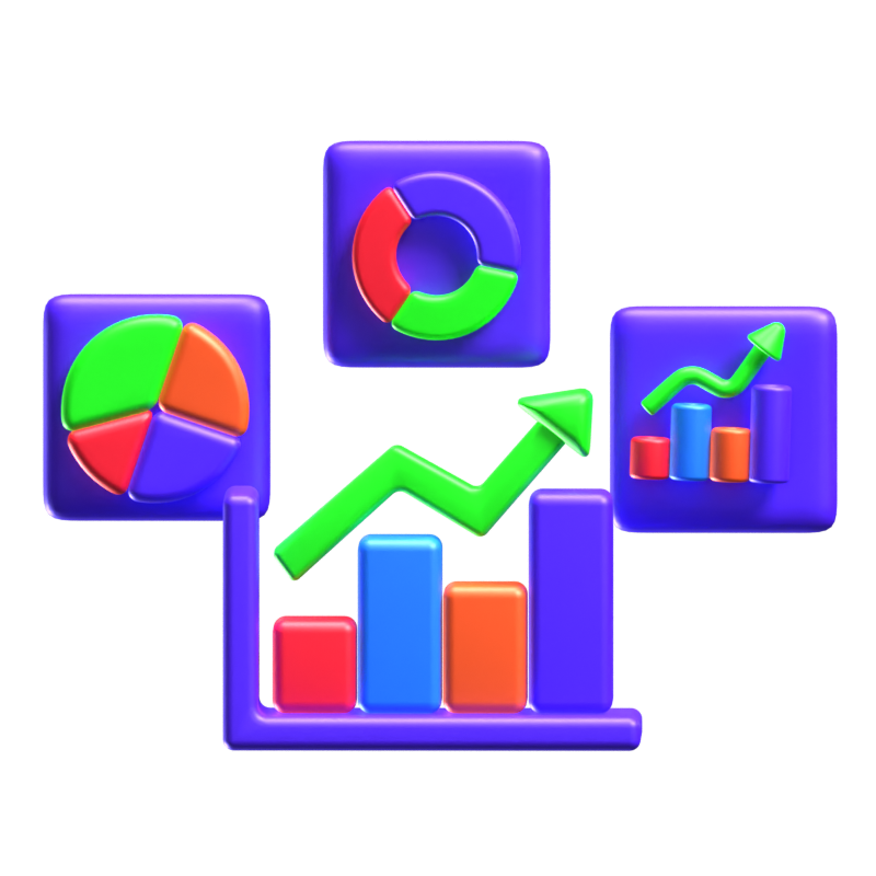 Ícone 3D de análise de negócios 3D Graphic