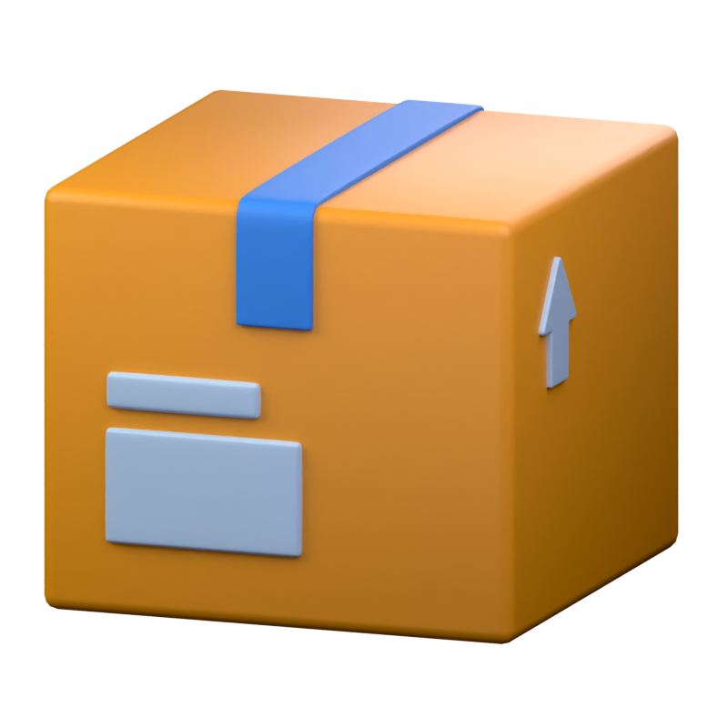 Icono 3D de caja de paquete