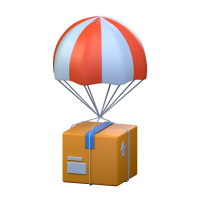 Parachute Shipment 3D Icon 3D Graphic