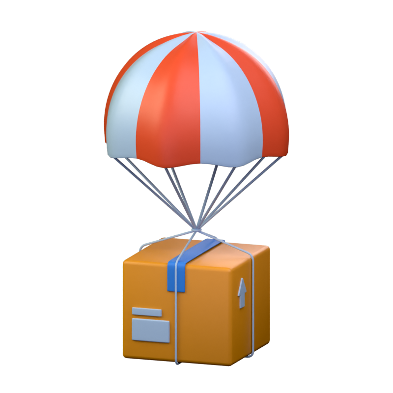 Parachute Shipment 3D Icon