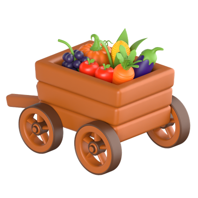 Icono 3D de carrito de verduras 3D Graphic