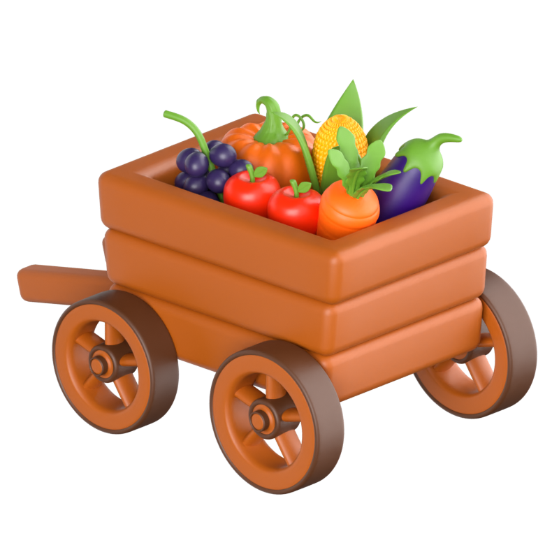 Icono 3D de carrito de verduras 3D Graphic