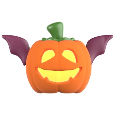 Bat Pumpkin 3D Icon 3D Graphic