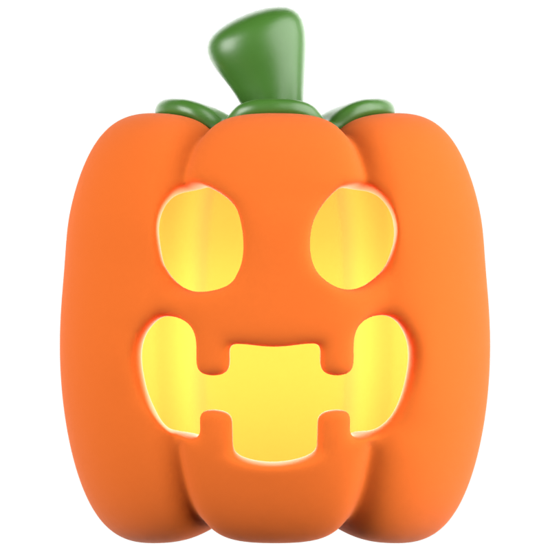 Icono 3D de calabaza sonriente