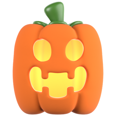 Icono 3D de calabaza sonriente 3D Graphic