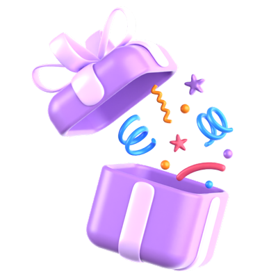 Confetti Launched From Giftbox 3D Icon 3D Graphic