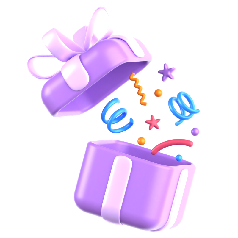 Confetti Launched From Giftbox 3D Icon