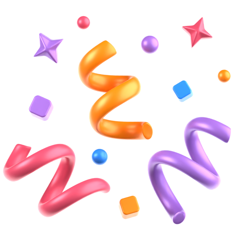 Short Spirals Confetti 3D Icon 3D Graphic