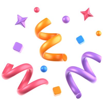 Short Spirals Confetti 3D Icon 3D Graphic