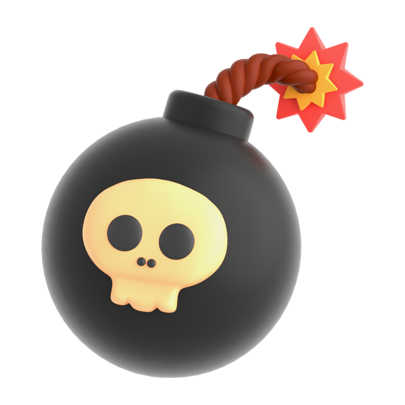 Icono 3D de una calavera bomba 3D Graphic