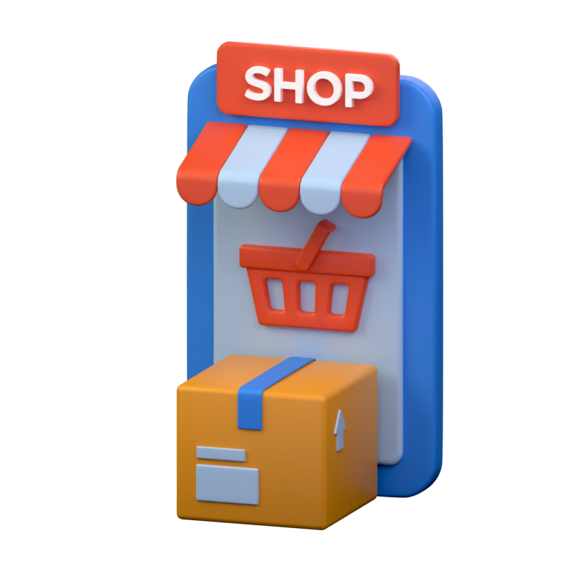 Online-Shop-Paket 3D-Symbol