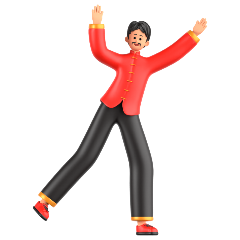 Happy Chinese Man 3D Icon 3D Graphic