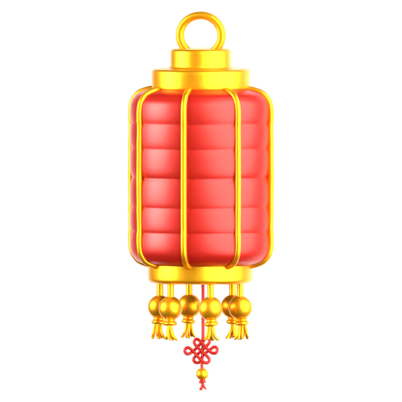 Chinese Cylinder Lantern 3D Icon 3D Graphic