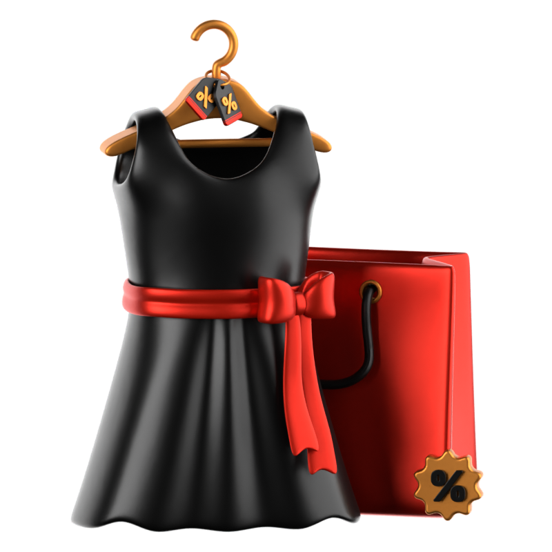 Woman Dress Sale 3D Icon