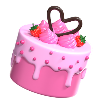 Valentine Cake 3D Icon 3D Graphic