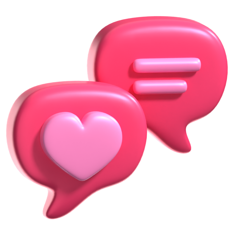 Romantic Chat Love 3D Icon 3D Graphic