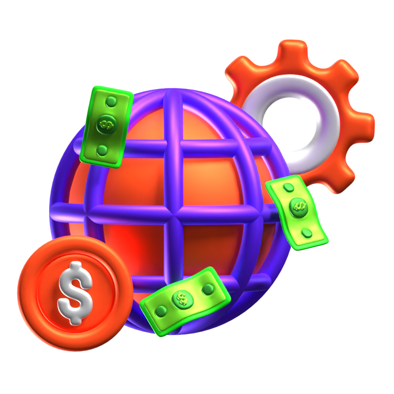 Globales Geld 3D-Symbol