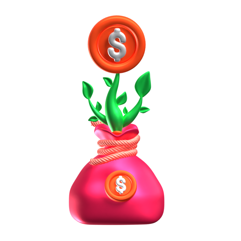 Dollar-Pflanze 3D-Symbol 3D Graphic