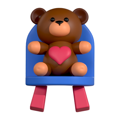 Bear Doll Chair 3D Icon 3D Graphic