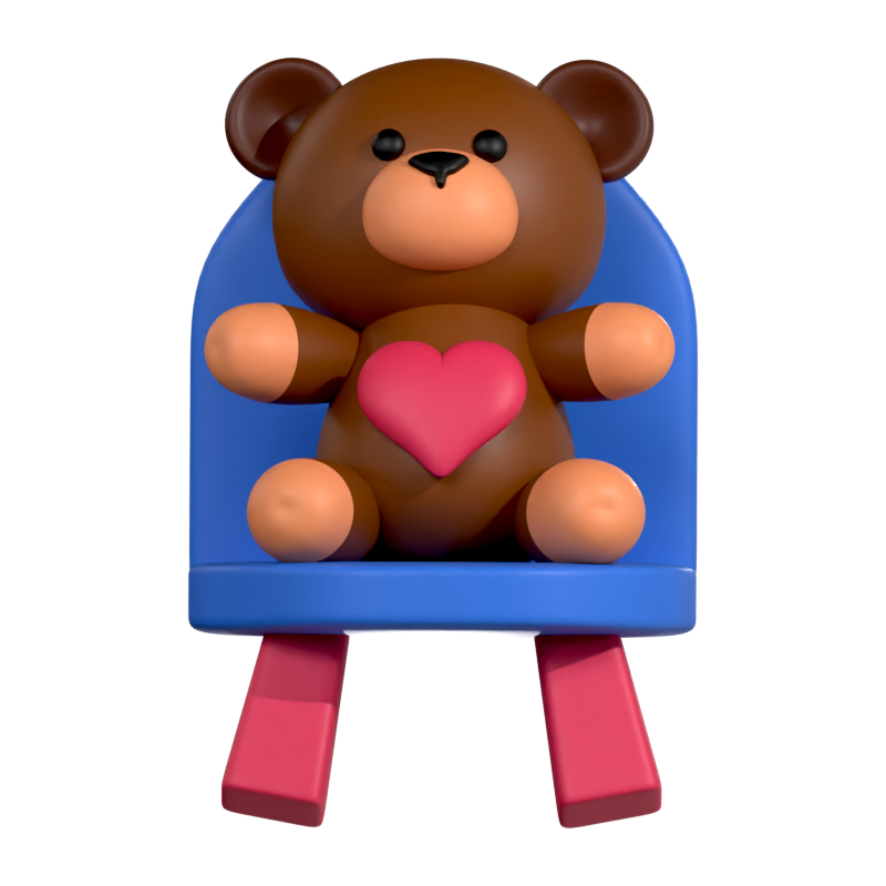 Bear Doll Chair 3D Icon 3D Graphic