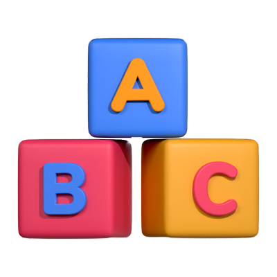 ABC-Würfel 3D-Symbol 3D Graphic