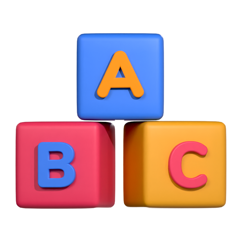 ABC Cube 3D Icon 3D Graphic