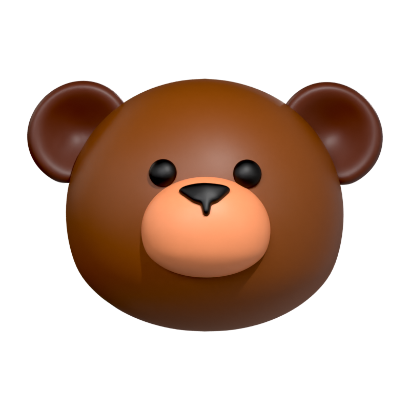 Ícone 3D de cabeça de urso