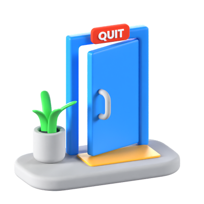 Quit Animated 3D Icon 3D Graphic