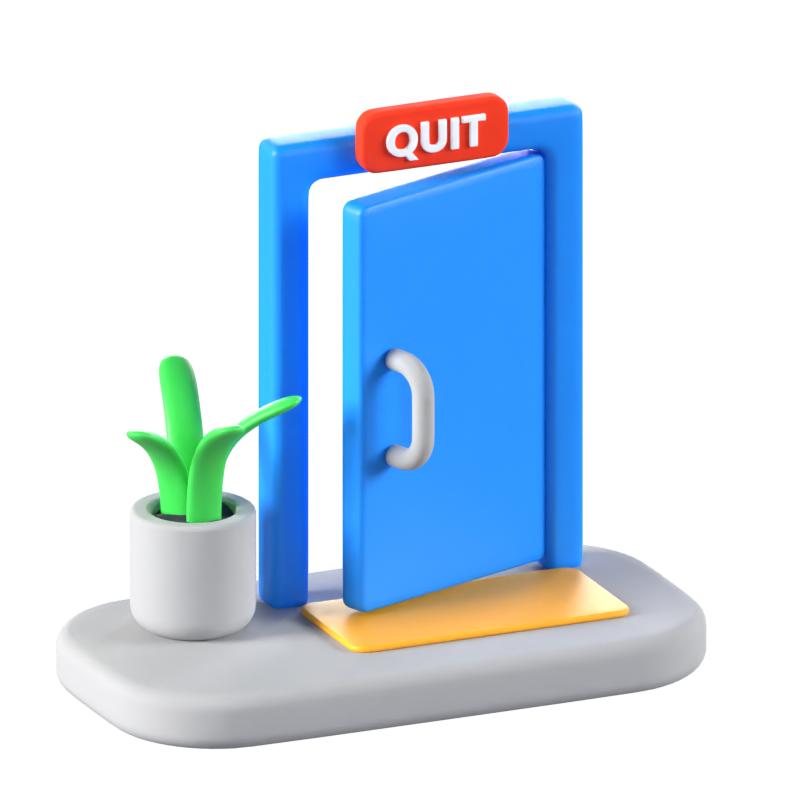 Quit Animated 3D Icon 3D Graphic