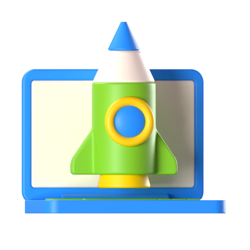 Startup Rocket Icono 3D