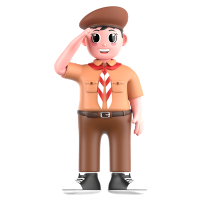 feliz boy scout saludando icono 3d 3D Graphic