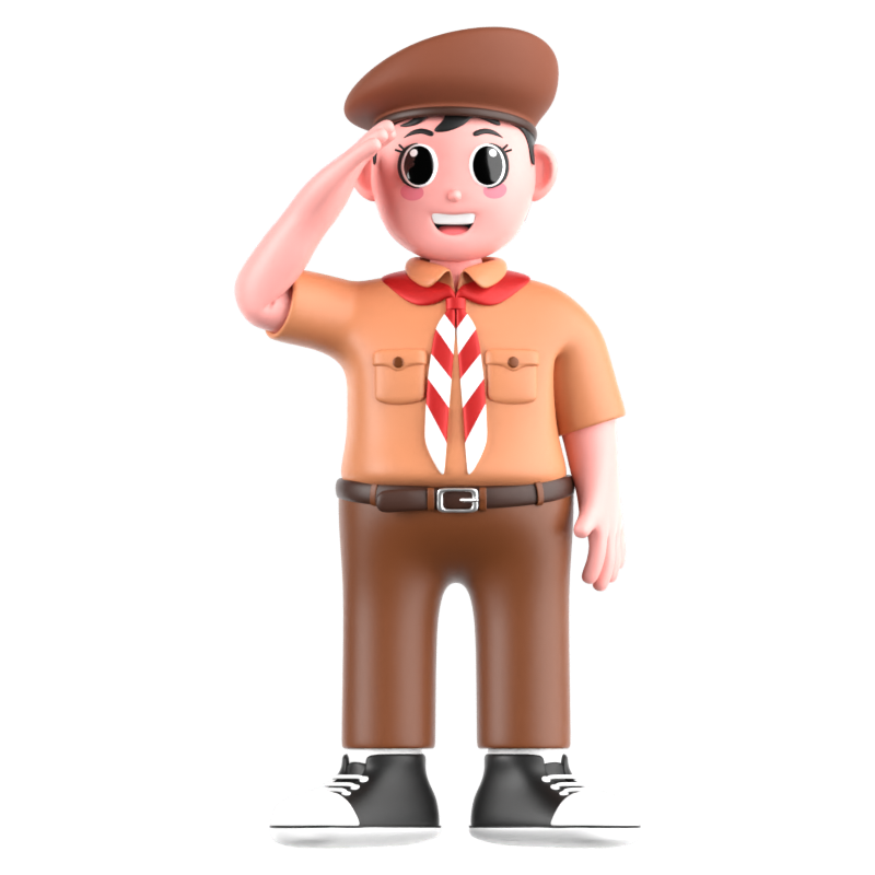 Happy Boy Scout Saluting 3D Icon 3D Graphic