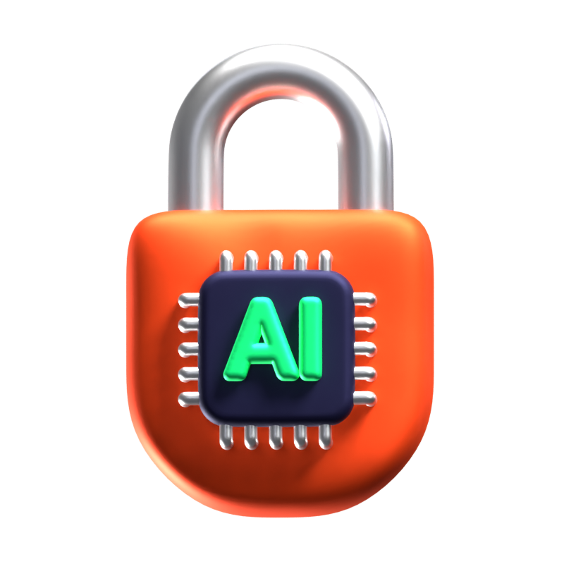 AI Lock Icono 3D 3D Graphic