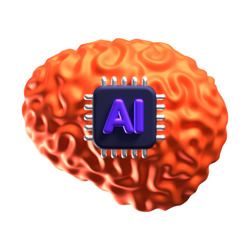 AI Gehirn 3D-Symbol 3D Graphic