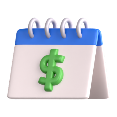 Money Calendar 3D Icon 3D Graphic