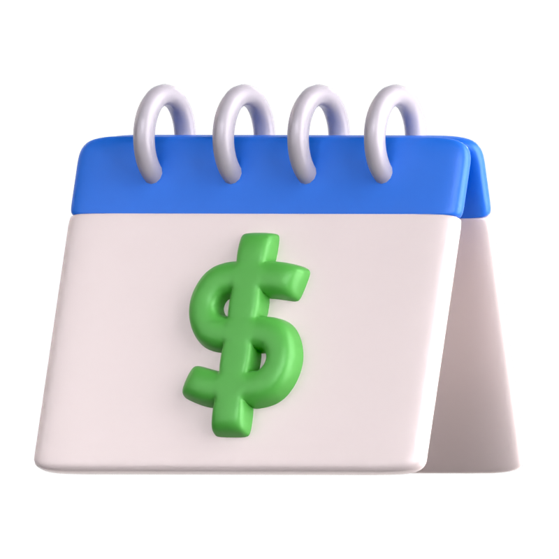 Money Calendar 3D Icon 3D Graphic