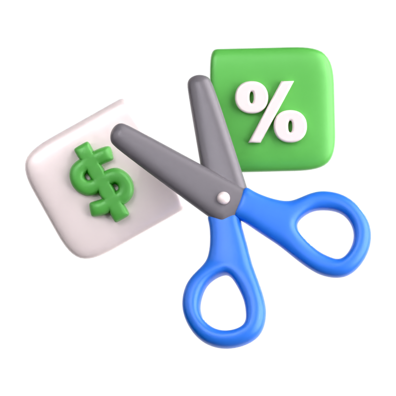 Payment Cut 3D Icon 3D Graphic