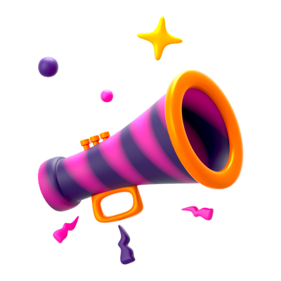 New Year Trumpet 3D Icon 3D Graphic