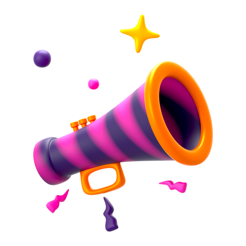 New Year Trumpet 3D Icon 3D Graphic