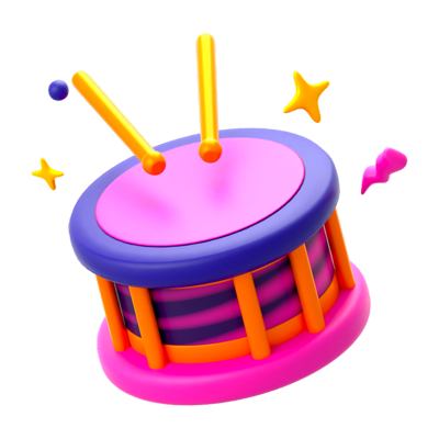 New Year Drum 3D Icon 3D Graphic