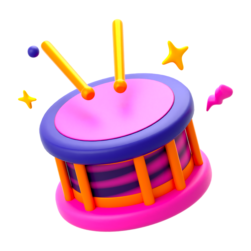 New Year Drum 3D Icon 3D Graphic