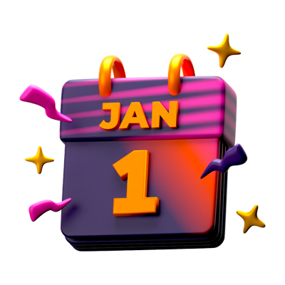 New Year Calendar 3D Icon 3D Graphic