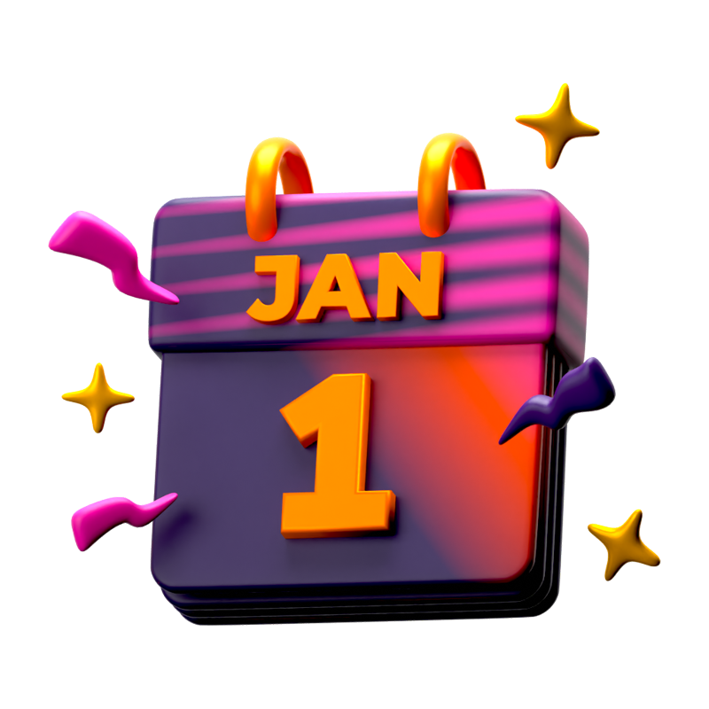 Neujahrskalender 3D Icon