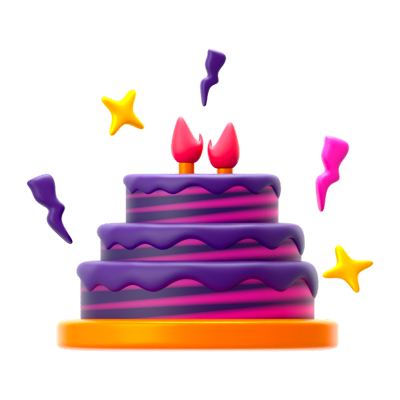 New Year Cake 3D Icon 3D Graphic