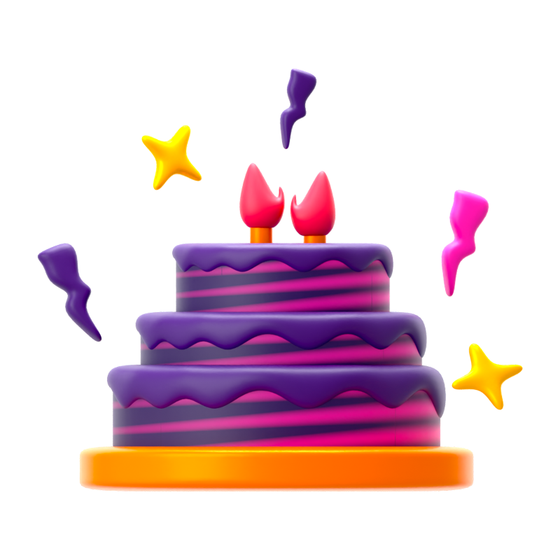 New Year Cake 3D Icon 3D Graphic