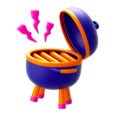 New Year BBQ Pan 3D Icon 3D Graphic