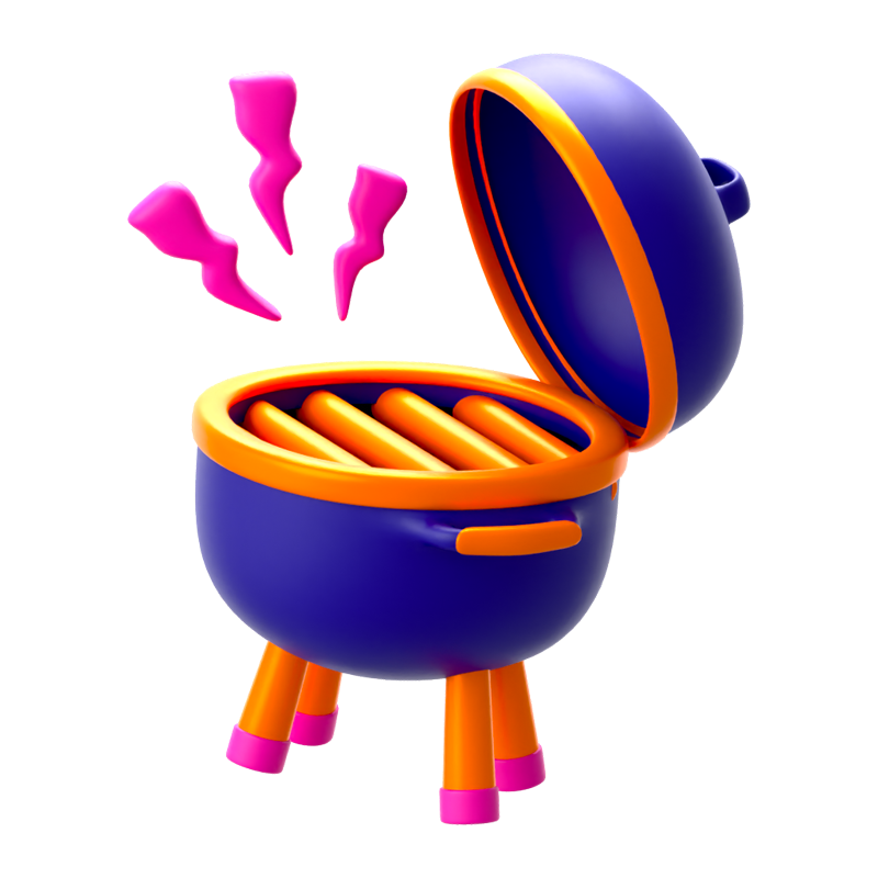 New Year BBQ Pan 3D Icon 3D Graphic